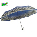 3 Pliant Promotional Wind Proof Mesdames Striped Blue Hand Open Open Umbrella